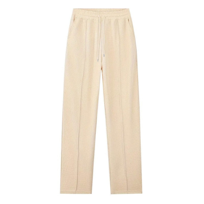 Completo Relax®️ da uomo con felpa in maglia Waffle e pantaloni Dritti