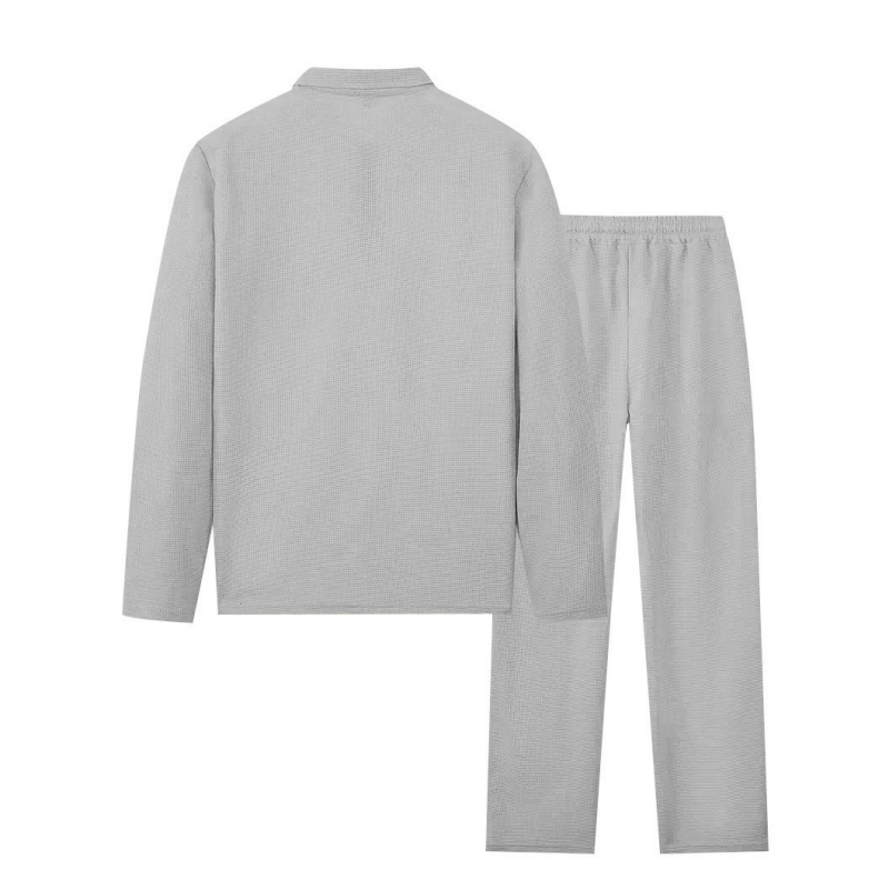 Completo Relax®️ da uomo con felpa in maglia Waffle e pantaloni Dritti